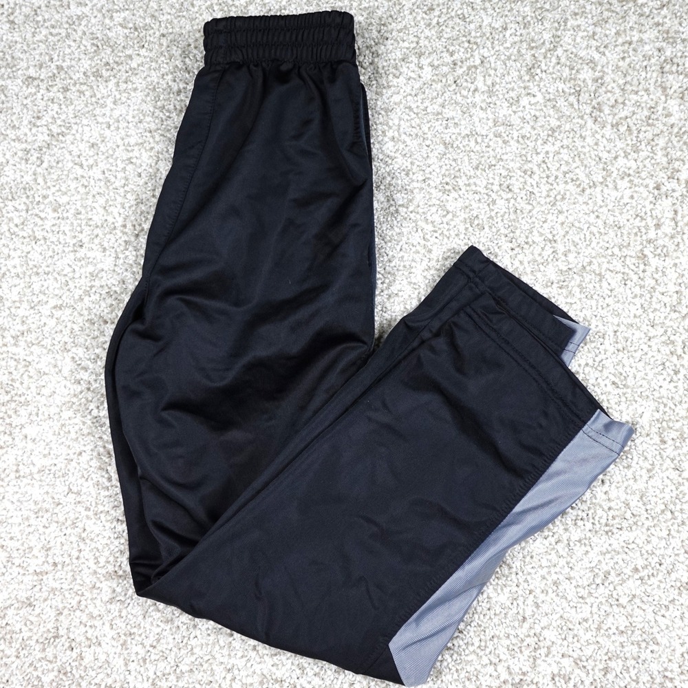 Athletic Works Boys Black Grey Side Stripe Track Pants Size L 10-12 Activewear